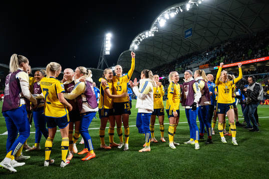 Players of Sweden celebrate