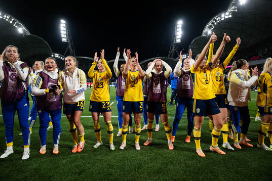 Players of Sweden celebrate