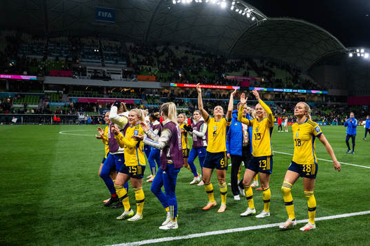 Players of Sweden celebrate
