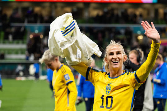 Sofia Jakobsson of Sweden celebrates