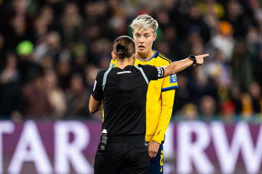 Lina Hurtig of Sweden reacts