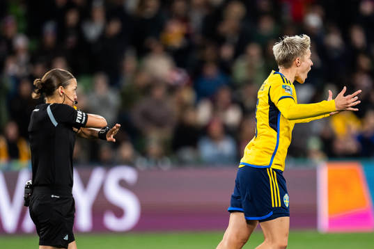 Lina Hurtig of Sweden celebrates