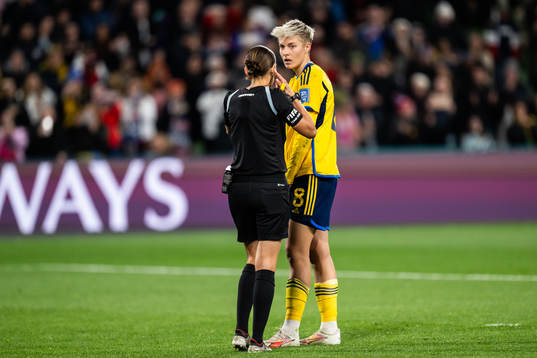 Lina Hurtig of Sweden reacts