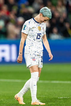 Megan Rapinoe of USA looks dejected