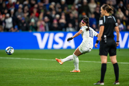 Sophia Smith of USA shoots a penalty