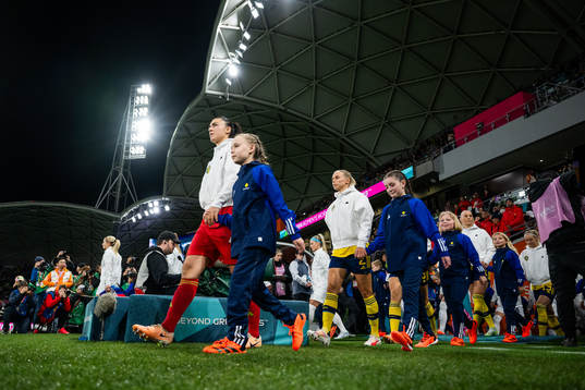 Goalkeeper Zecira Musovic and Jonna Andersson of Sweden