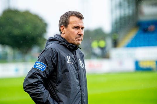 Trelleborgs tränare Stefan Jacobsson innan fotbollsmatchen