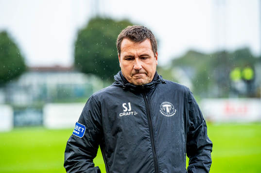 Trelleborgs tränare Stefan Jacobsson innan fotbollsmatchen