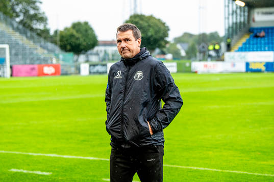 Trelleborgs tränare Stefan Jacobsson innan fotbollsmatchen