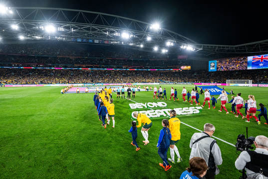 Players of Australia and Denmark