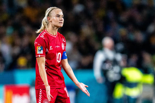 Pernille Harder of Denmark reacts