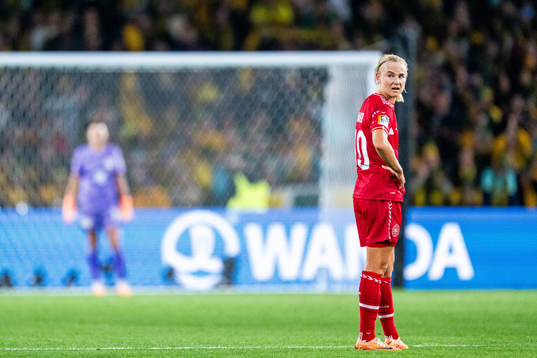 Pernille Harder of Denmark looks dejected