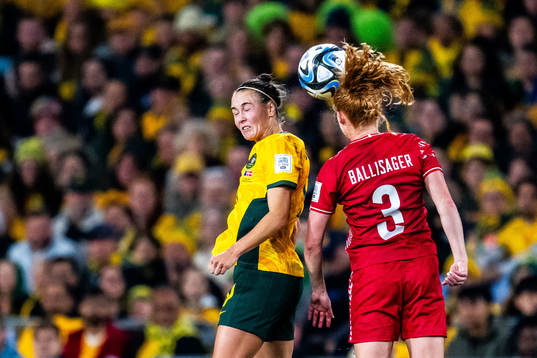 Caitlin Foord of Australia and Stine Ballisager of Denmark