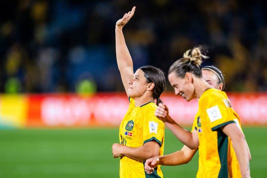 Sam Kerr of Australia celebrates
