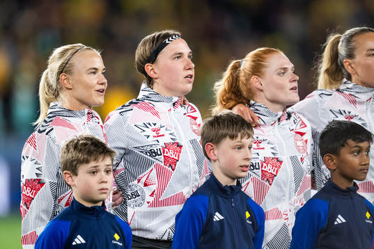 Pernille Harder, goalkeeper Lene Christensen and Stine