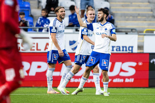 IFK Norrköpings Laorent Shabani jublar med Christoffer