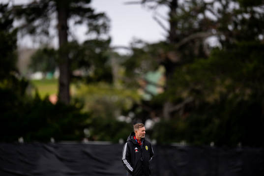 Head coach Peter Gerhardsson of Sweden at a training session