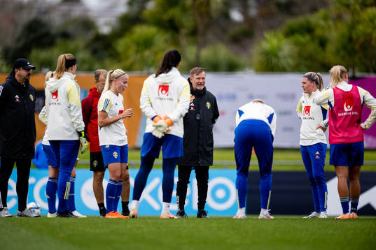 Head coach Peter Gerhardsson of Sweden at a training session