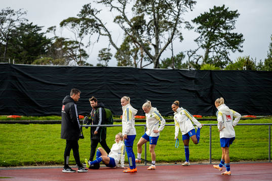 Players of Sweden at a training session
