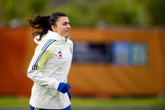 Goalkeeper Zecira Musovic of Sweden at a training session
