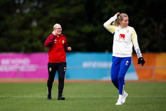 Assistant coach Victoria Sandell of Sweden at a training