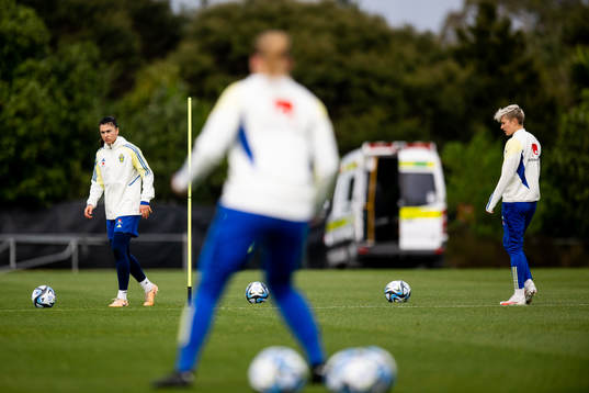 Goalkeeper Zecira Musovic of Sweden at a training session