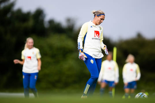 Goalkeeper Jennifer Falk of Sweden at a training session