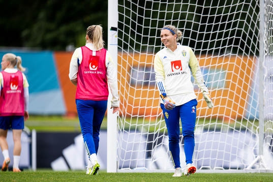 Goalkeeper Jennifer Falk of Sweden at a training session