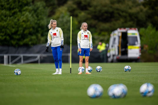 Linda Sembrant and Anna Sandberg of Sweden at a training
