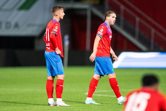 Helsingborgs Lukas Kjellnäs och Charlie Weberg deppar