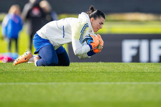 Goalkeeper Zecira Musovic of the Swedish women's national