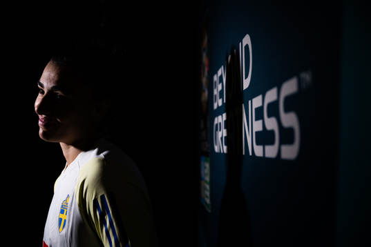 Goalkeeper Zecira Musovic of the Swedish women's national