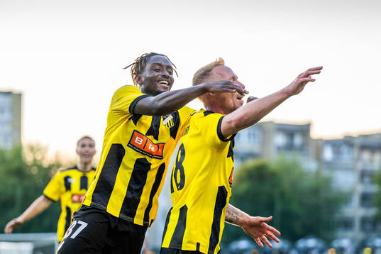 Mikkel Rygaard Jensen of Häcken celebrates with Ibrahim
