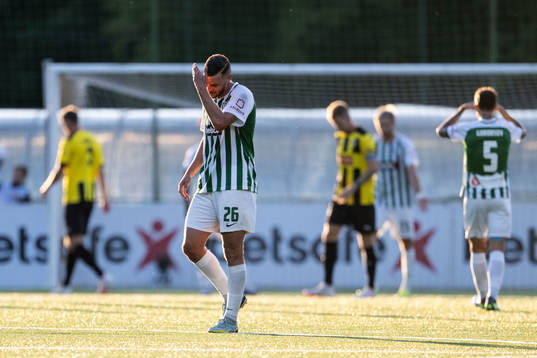 Nassim Hnid of Zalgiris Vilnius looks dejected