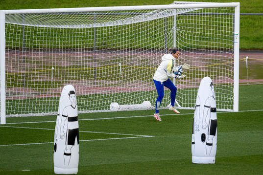 Goalkeeper Jennifer Falk of the Swedish women's national
