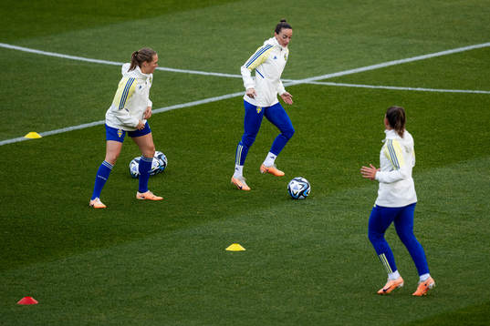Magdalena Eriksson and Kosovare Asllani of the Swedish
