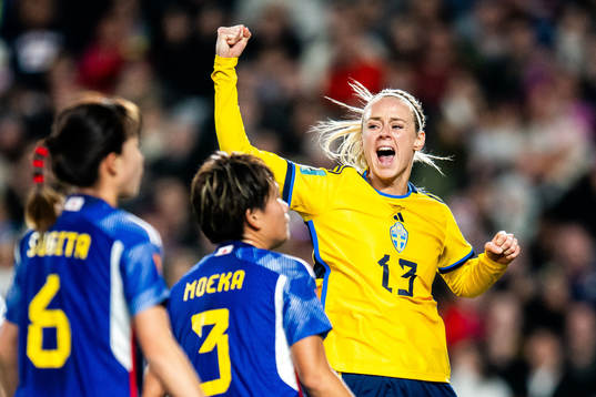 Amanda Ilestedt of Sweden celebrates