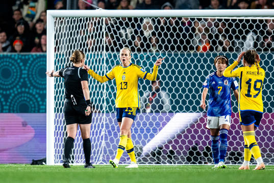 Amanda Ilestedt of Sweden reacts