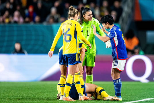 Goalkeeper Zecira Musovic of Sweden reacts and Magdalena