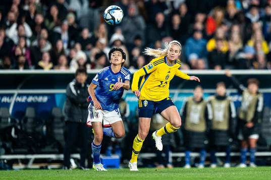 Riko Ueki of Japan and Amanda Ilestedt of Sweden