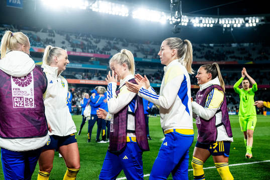 Players of Sweden celebrate