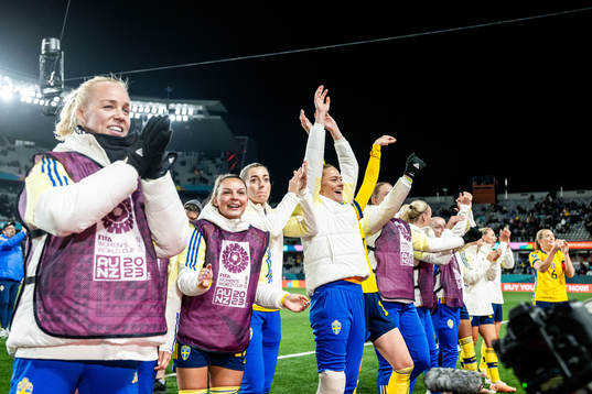 Players of Sweden celebrate