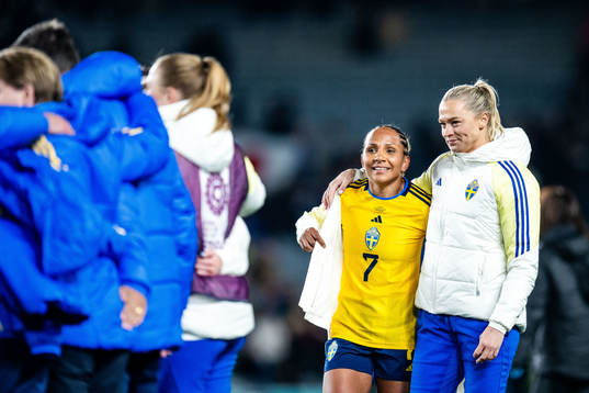 Madelen Janogy and Fridolina Rolfö of Sweden celebrates