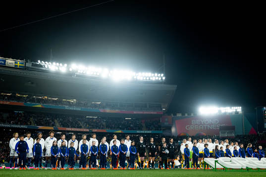 Both teams line-up ahead the FIFA Women's World Cup
