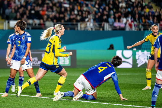 Amanda Ilestedt of Sweden celebrates