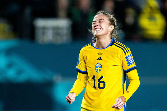 Filippa Angeldahl of Sweden reacts