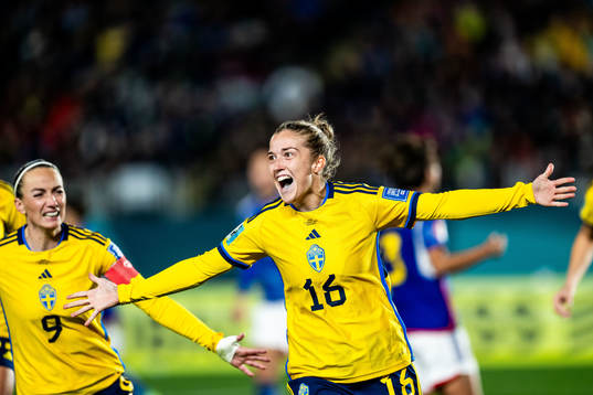 Filippa Angeldahl of Sweden celebrates