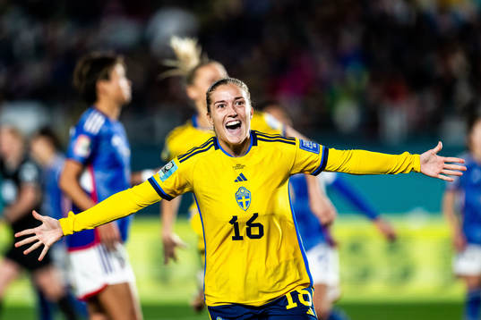 Filippa Angeldahl of Sweden celebrates