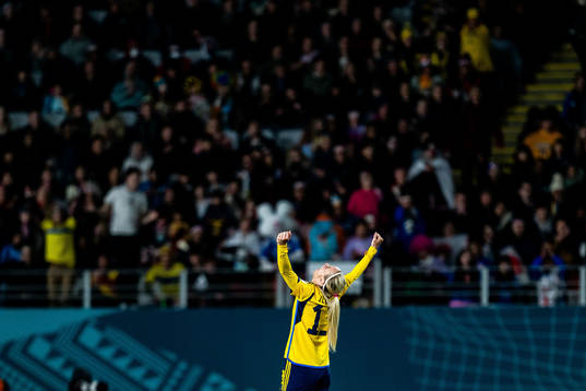 Amanda Ilestedt of Sweden celebrates