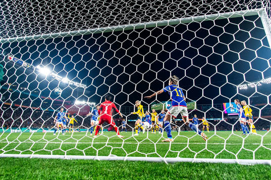 Amanda Ilestedt of Sweden scores 0-1 behind goalkeeper
